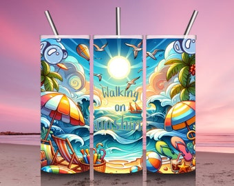 Beach Tumbler Wrap 20z Tumbler Sublimation | PNG Download | Fun in the Sun | Digital Download