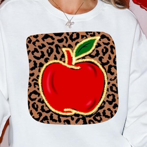 Leopard Print Apple Teach Shirt Design: Teacher Sublimation PNG (Digital Download)