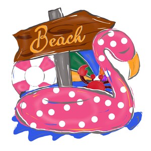 Inflatable Flamingo PNG: Summer Beach Vacation Clipart (Digital Download