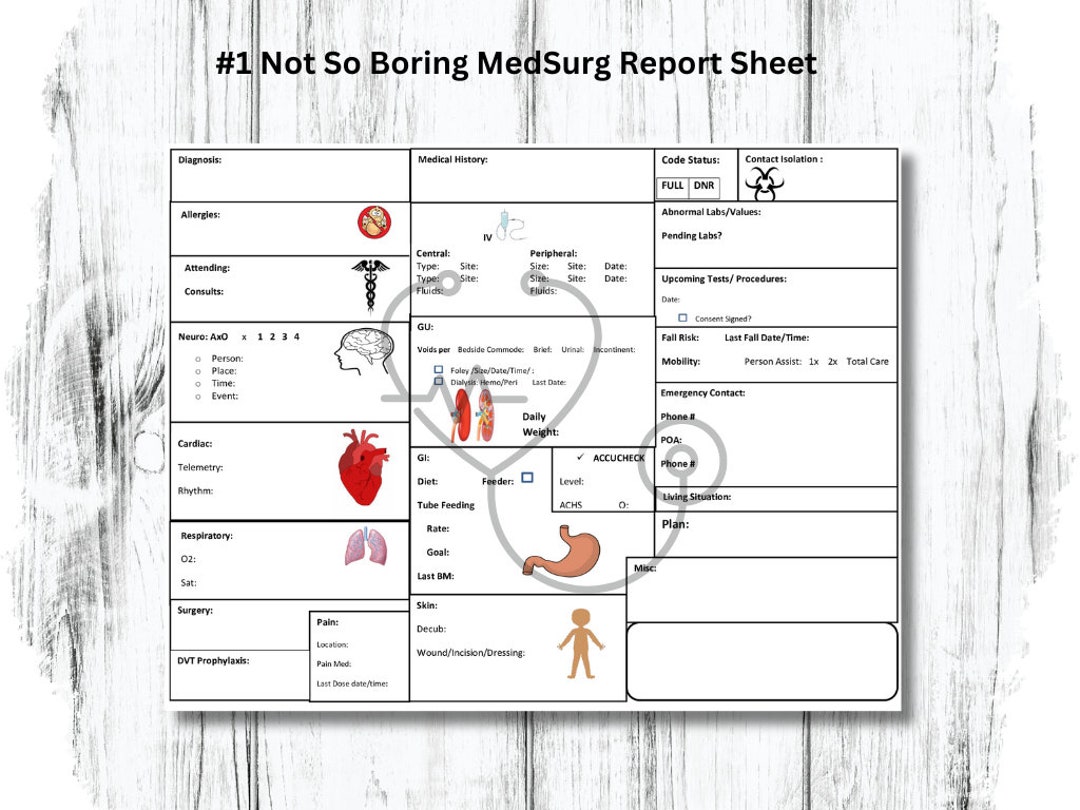 Nurse Report Sheet, Medsurg Nurse Report Sheet, Nurse Handoff Sheet