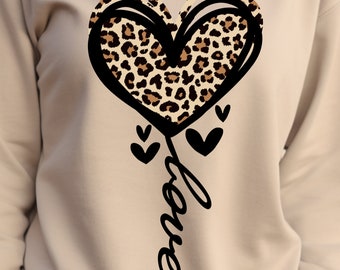 Leopard Print Heart PNG: T-Shirt Sublimation Design (Digital Download)