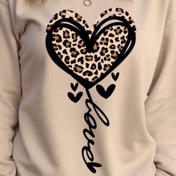 Leopard Print Heart PNG: T-Shirt Sublimation Design (Digital Download)