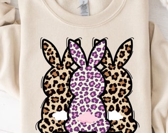 Leopard Print Easter Bunny PNG: Trendy Digital Download