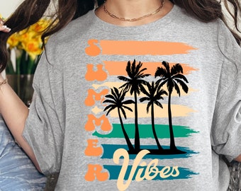 Retro Summer Vibes PNG: Beach Shirt Design (Digital Download)