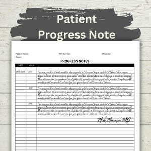 Modulo modello di nota di avanzamento dei medici vuoto PDF stampabile per il download digitale degli operatori sanitari