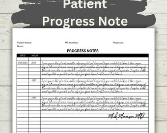 Blank Doctors Progress Note Template Form Printable PDF for Healthcare Professionals Digital Download