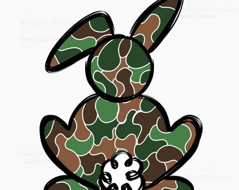 Camo Easter Bunny PNG: Hunting Spring Clipart (Digital Download)
