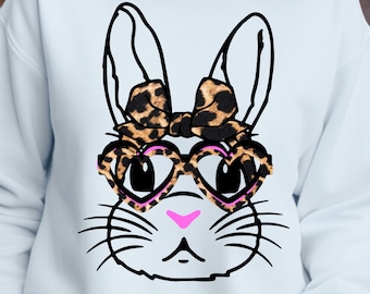 Leopard Print Easter Bunny PNG: Glasses & Bandana Design (Digital Download)