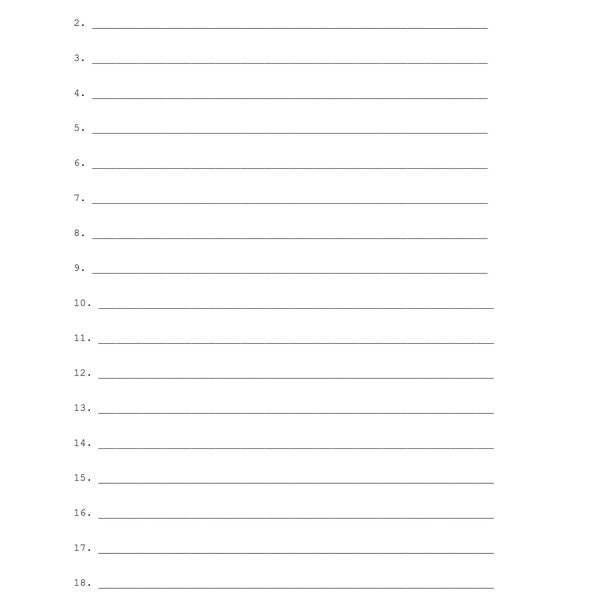 numbered lined column 1-999 |  Paper Printable Lined Paper PDF with Numbered Lines Numbered Line Digital Download Instant  PDF DOX