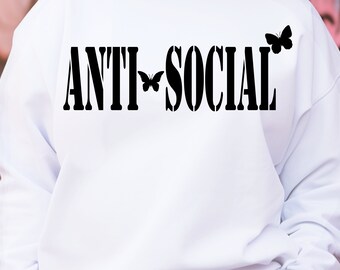 Paquete SVG de mariposa antisocial: Diseño introvertido sarcástico (descarga digital)