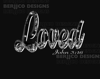 Juan 3:16 (PNG) / Diseño cristiano de sublimación / Versículo bíblico de corazón / San Valentín religioso / Descarga digital de fe
