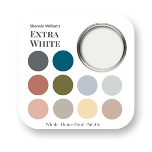 Extra White by Sherwin Williams Interior Paint Color Palette, Interior Design Color Trends, Best White for trim, home paint colors, trending
