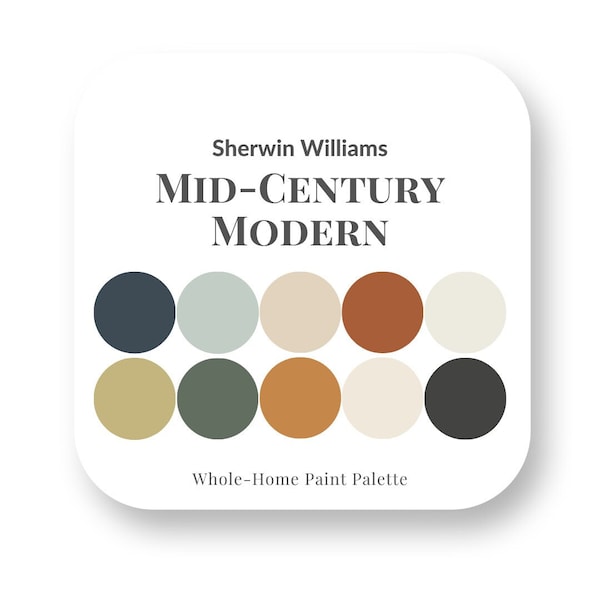 Mid-Century Modern Perfekte Farbpalette - Sherwin Williams, Interior Design-Farbpalette, Farbauswahl, Hausfarben