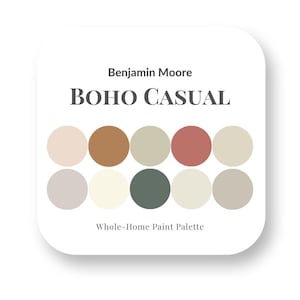 Boho Casual Perfect Paint Palette - Benjamin Moore, Interior Design Paint Palette, Paint Color Selection, home paint colors, trending colors