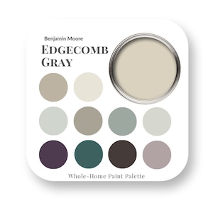 Edgecomb Gray de Benjamin Moore Paleta de colores de pintura interior, Tendencias de color de diseño de interiores, Mejor pintura para molduras blancas, colores de pintura para el hogar