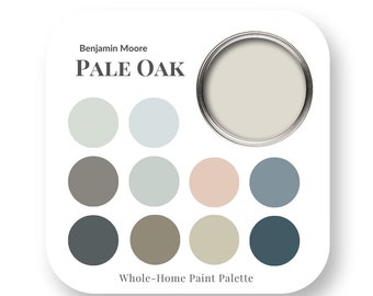 Pale Oak di Benjamin Moore Tavolozza dei colori per vernici per interni, tendenze dei colori per il design degli interni e migliore vernice bianca per finiture, colori della vernice per la casa
