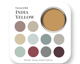 India Yellow by Farrow & Ball Interior Paint Color Palette, Interior Design Color Trends, Best White for trim, House Paint Colors