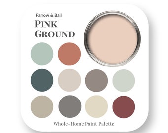 Pink Ground by Farrow & Ball Interior Paint Color Palette, Interior Design Color Trends, Best White for trim, House Paint Colors