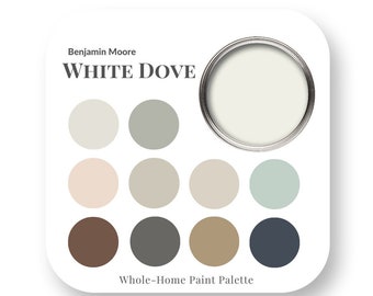 Palette di colori per vernici per interni White Dove di Benjamin Moore, tendenze di colore per l'interior design e la migliore vernice per finiture bianche, colori per vernici per la casa