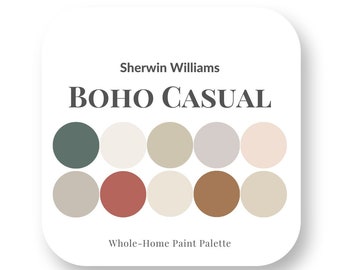 BOHO Casual Perfect Color Palette - Sherwin Williams, Interior Design Paint Palette, Paint Color Selection, House Paint Colors, trending