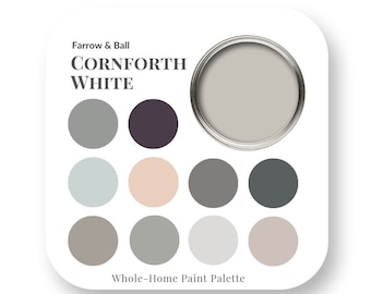 Cornforth White by Farrow & Ball Interior Paint Color Palette, Interior Design Color Trends, Best White for trim, House Paint Colors