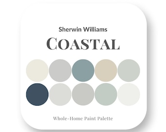 Coastal Perfect Paint Palette - Sherwin Williams, Interior Design Paint Palette, Paint Color Selection, House Paint Colors, trending colors