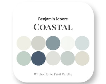 Coastal Perfect Paint Palette - Benjamin Moore, Interior Design Paint Palette, Paint Color Selection, House Paint Colors, trending colors