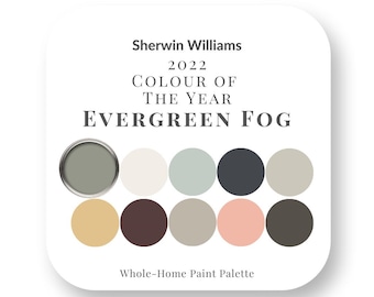 Evergreen Fog- Sherwin Williams Color of the Year 2022,Interior Design Paint Trends, Interior Paint Color Palette, House Paint Colors