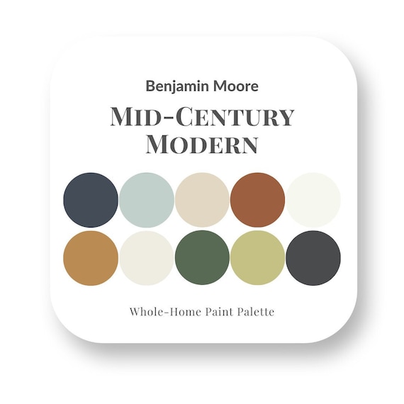Mid-Century Modern Perfect Paint Palette - Benjamin Moore, Interior Design Paint Palette, Paint Color Selection, home paint colors, trending