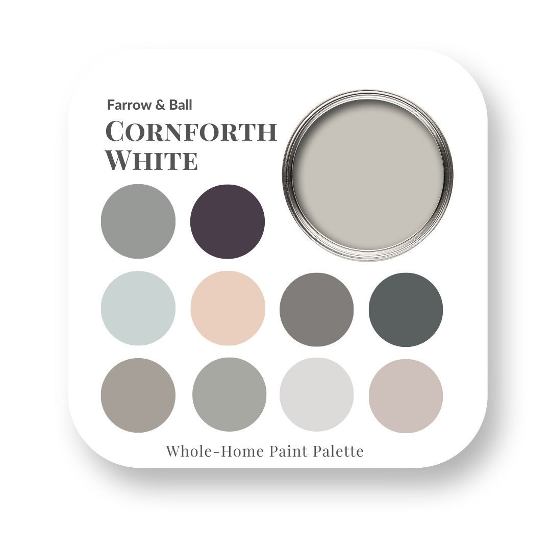 Cornforth White by Farrow & Ball Interior Paint Color Palette, Interior