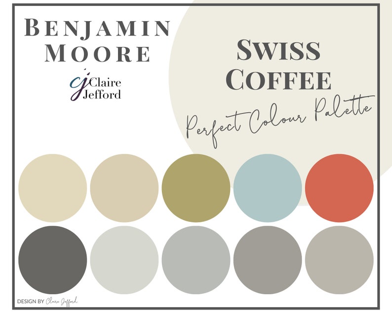 Swiss Coffee by Benjamin Moore Interior Paint Color Palette Etsy Canada
