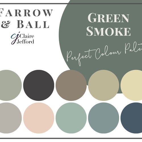 Green Smoke by Farrow & Ball Interior Paint Color Palette Etsy