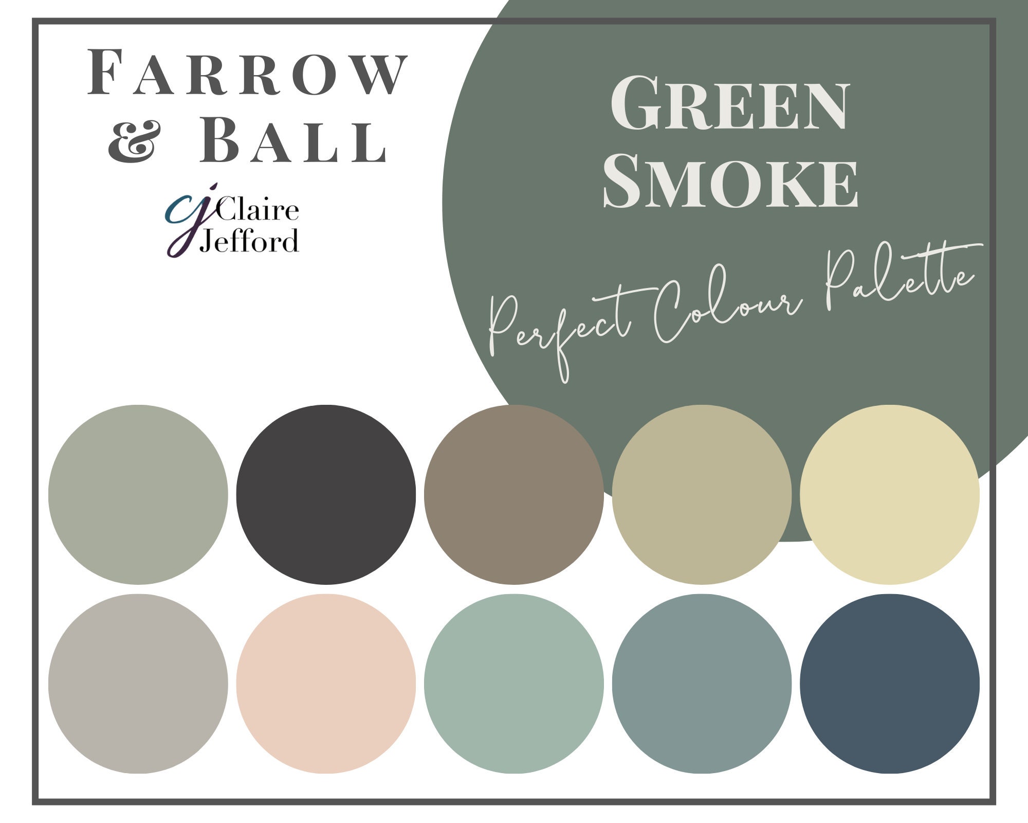 Green Smoke by Farrow & Ball Interior Paint Color Palette Etsy UK
