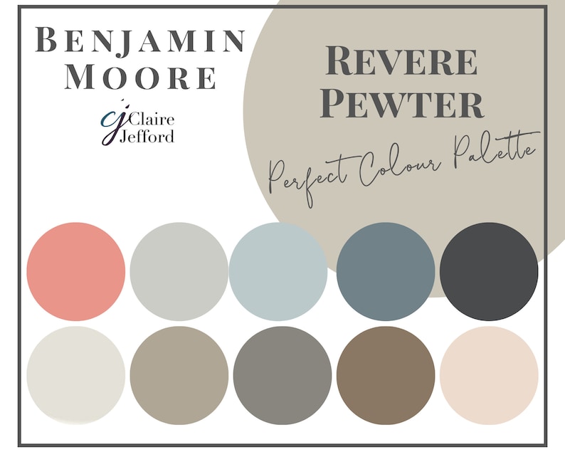 Revere Pewter by Benjamin Moore Interior Paint Color Palette Etsy