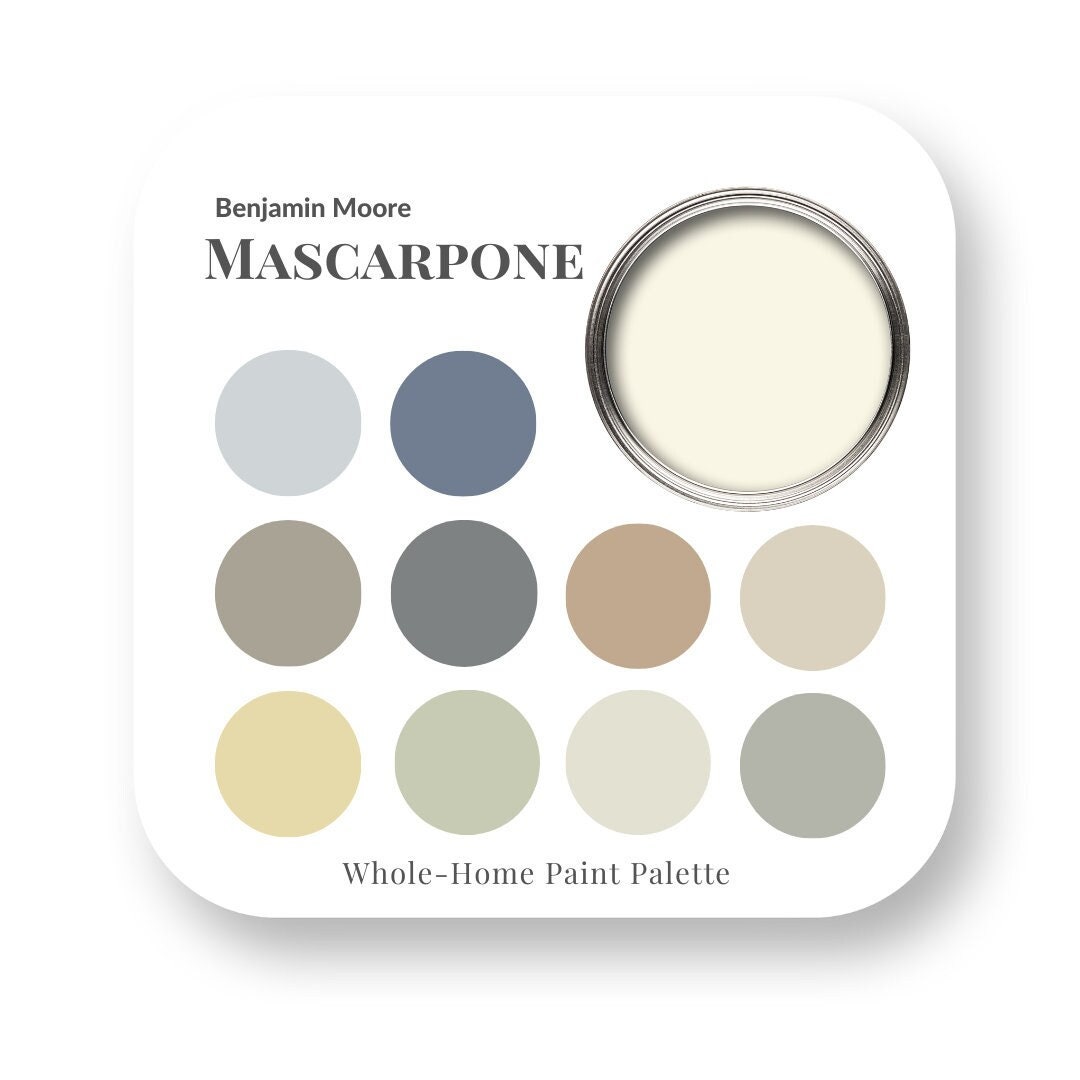 Mascarpone by Benjamin Moore Interior Paint Color Palette Interior Design Color Trends Best White for Trim House Paint Colors Trending Etsy UK