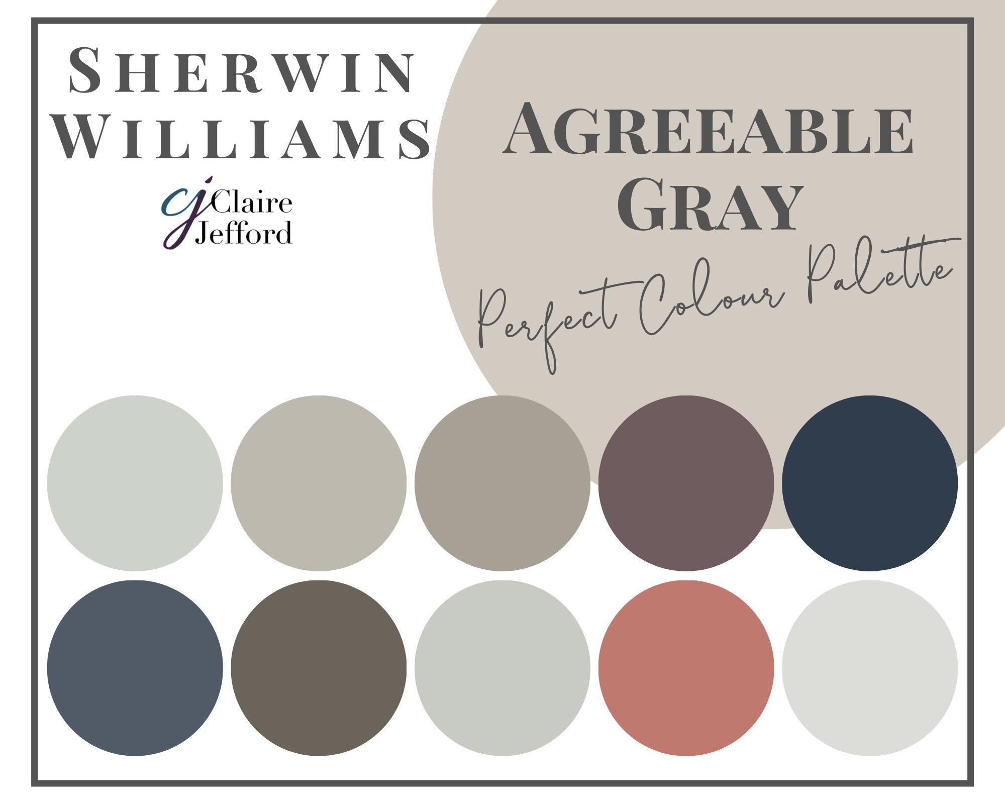 Agreeable Gray Sherwin Williams Interior Paint Color Palette Etsy