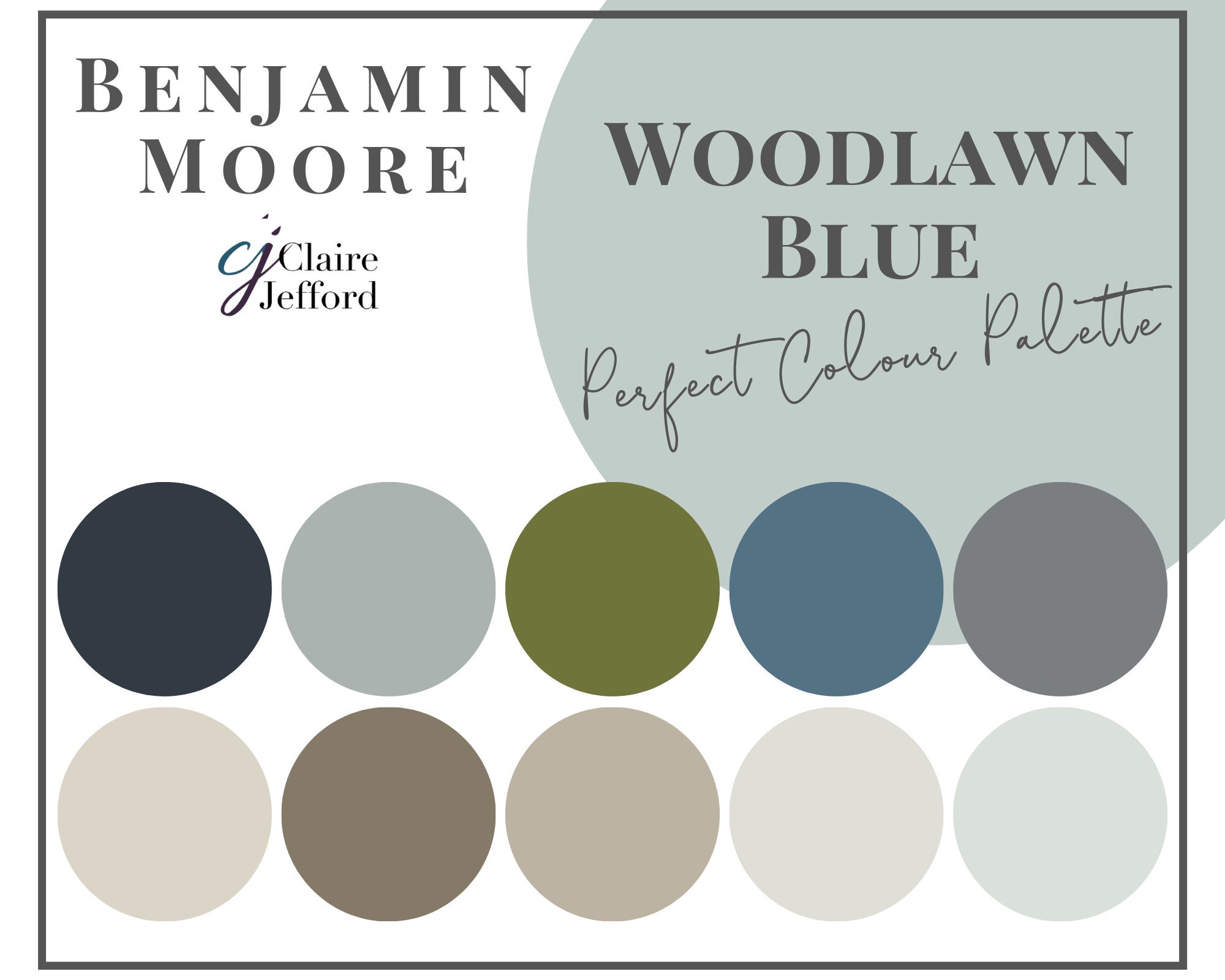 Woodlawn Blue by Benjamin Moore Interior Paint Color Palette Etsy