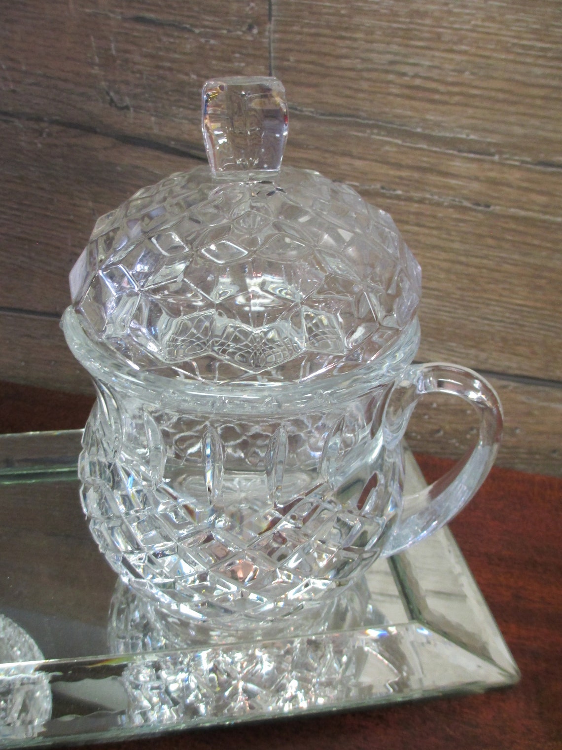 Vintage Crystal Pitcher With Lid Etsy