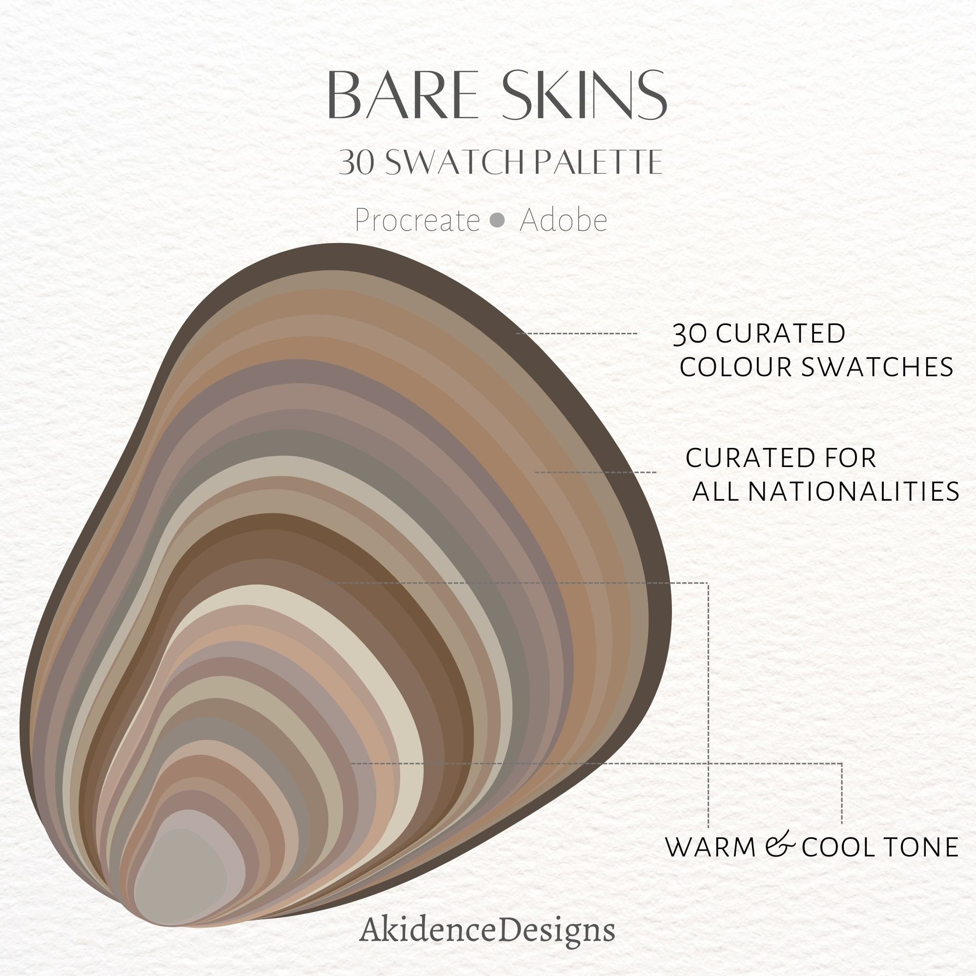 Bare Skins Color Swatch-digital Art/skin Color/illustration - Etsy