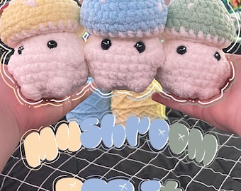 Crochet Mushroom Pop-It Plushie, Handmade stuffy, Personalizable colors, Fidget Amigurumi made with chenille yarn