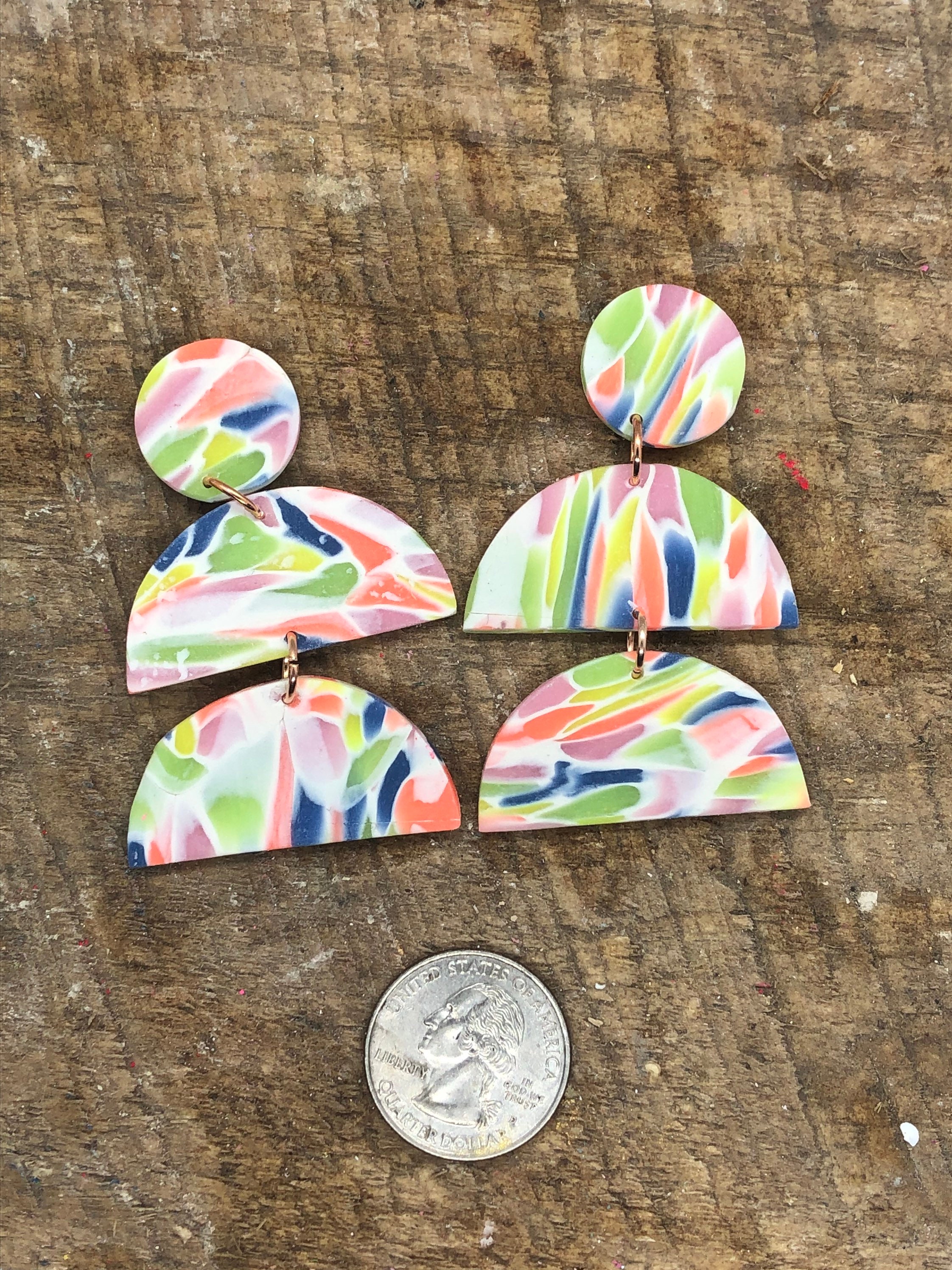 Stained glass polymer clearance clay earrings