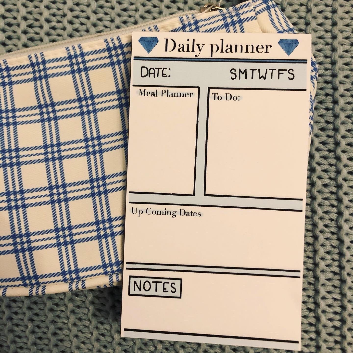 Trendy Cute Blue Daily Planner Notepad Etsy