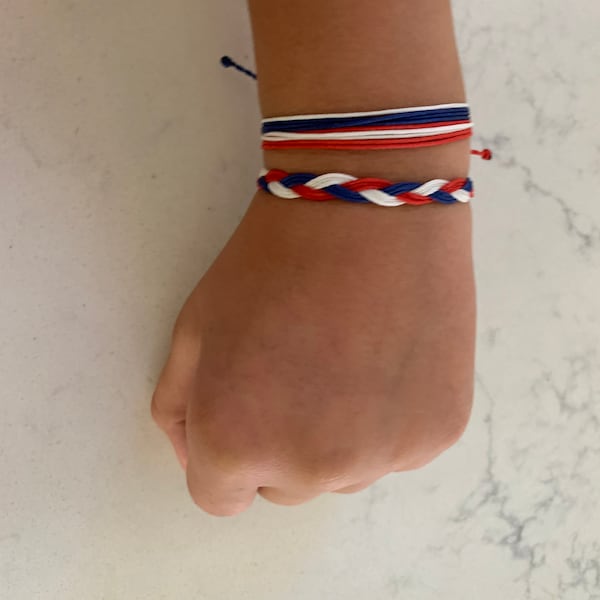 4th of July:Classic and Braid Set/or individual- Handmade By Haven - Pura Vida Inspired - Friendship Bracelet - Woven Ployester - WaterProof