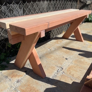 Thick Solid American Redwood Stool And Benches