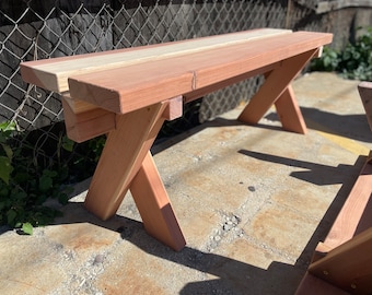 Thick Solid American Redwood Stool And Benches