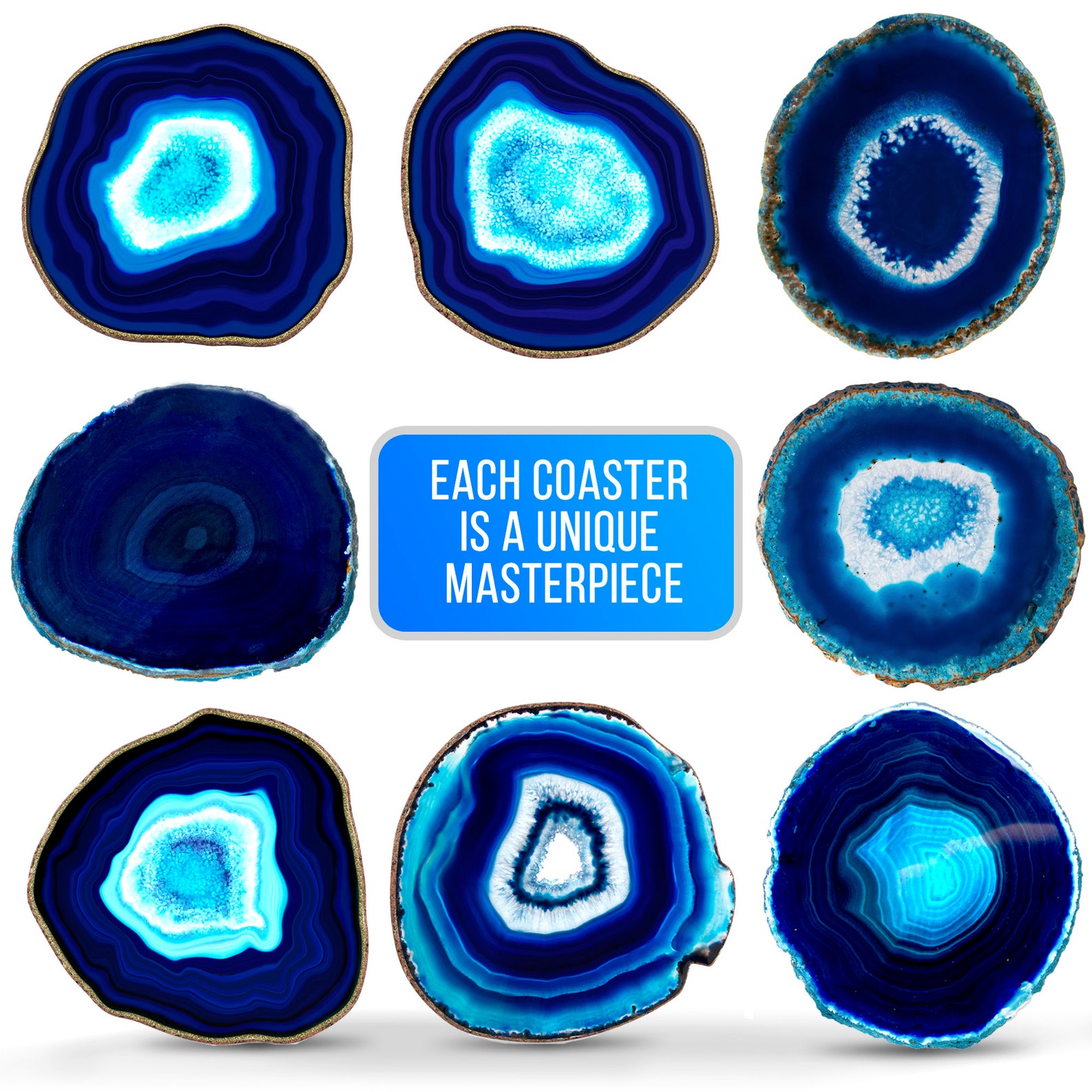 44.5 Agate Coasters for Drinks Set of 4 Etsy