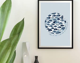 Fishers of Men Art Print: Christian Bible Verse (Digital or 8x10)