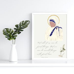 DIGITAAL-Moeder Teresa-St. Teresa van Calcutta-St. Teresa Citaat-We kunnen kleine dingen doen met grote liefde-Katholieke Home Decor-Saint Minimalist