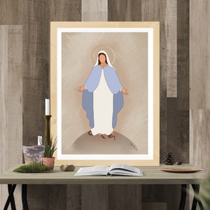 Blessed Virgin Mary Art Print -  catholic printable | Religious print | Christian Prayer Wall Art | Mother Mary stepping on serpent