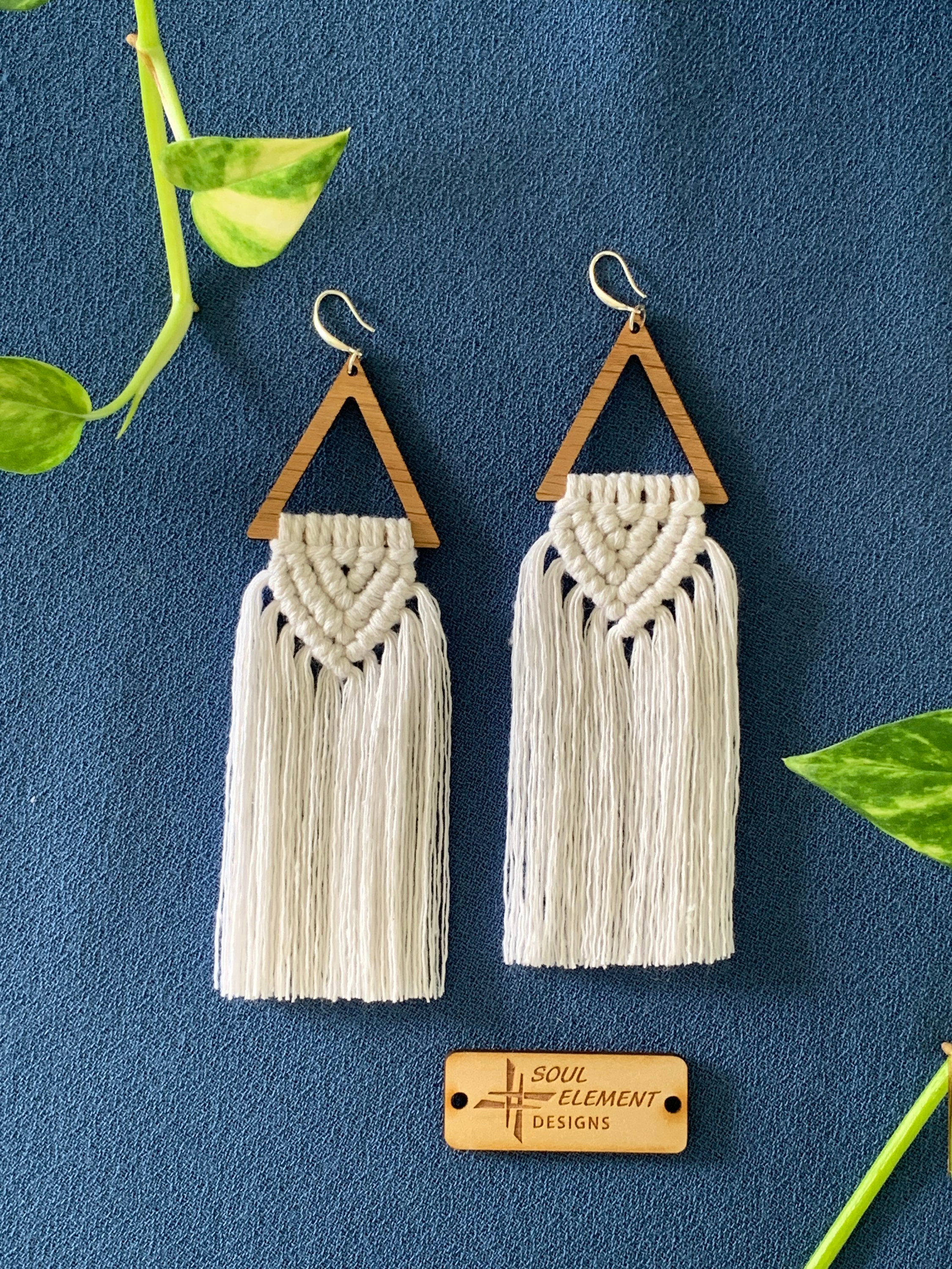 Macrame wood earrings Clearance